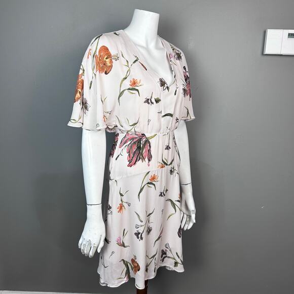 Reiss Dress Size 2 UK 6 Ruby Floral flutter sleeve jazz‎ feminine flirty - Picture 5 of 14